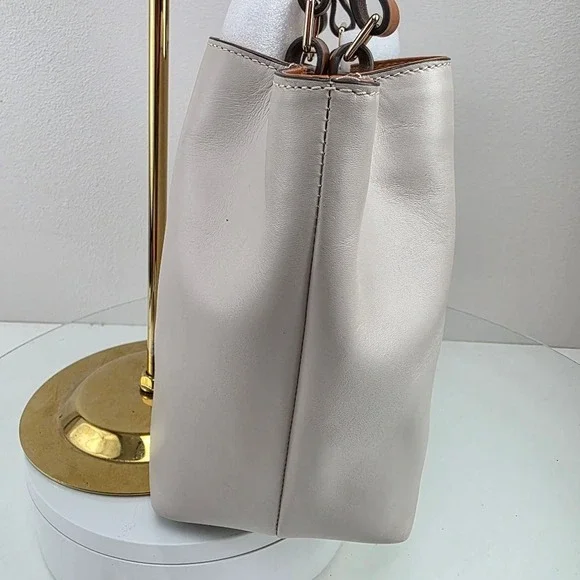 Dooney Bourke Small Barlow Flynn Tote Bag Leather Gray White Tan - Picture 8 of 15